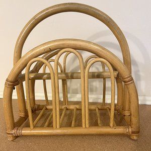 Mid Century Style Modern Bent Bamboo and Rattan Magazine Rack Albini Style